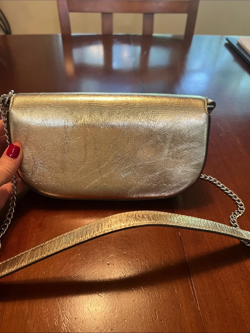 Tory Burch Metallic gold crossbody with Silver Chain